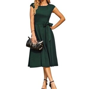 Dress Tells Hunter Green Midi Cocktail Dress Women's Large
